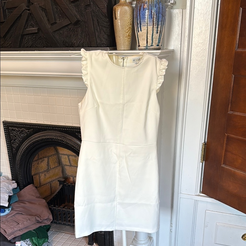 She + Sky White Ruffle Sleeve Dress NWT. Retail 60